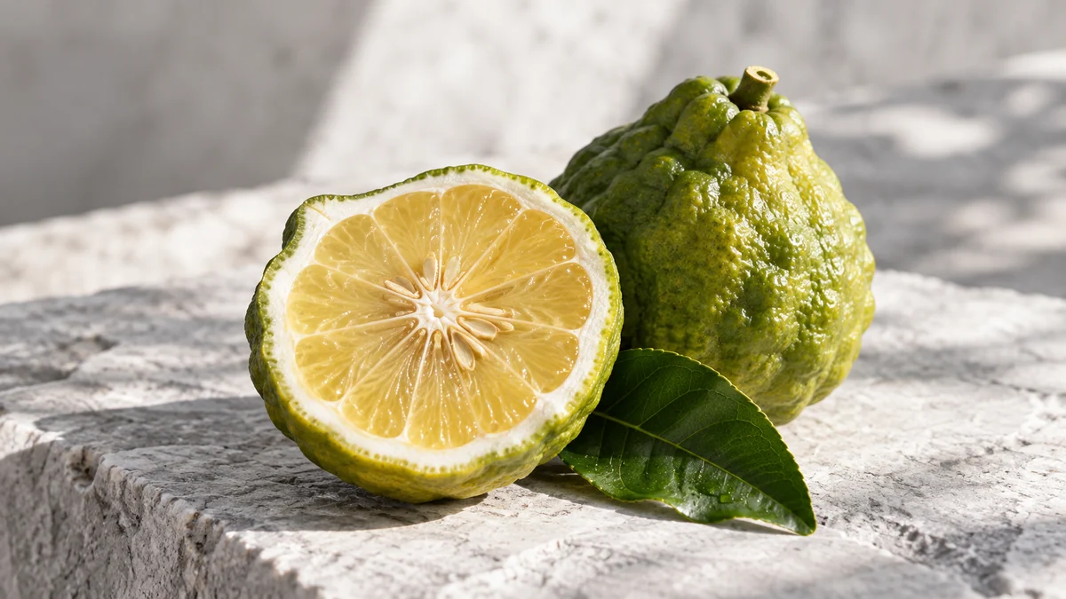 Bergamot meyvesi ve yaprakları